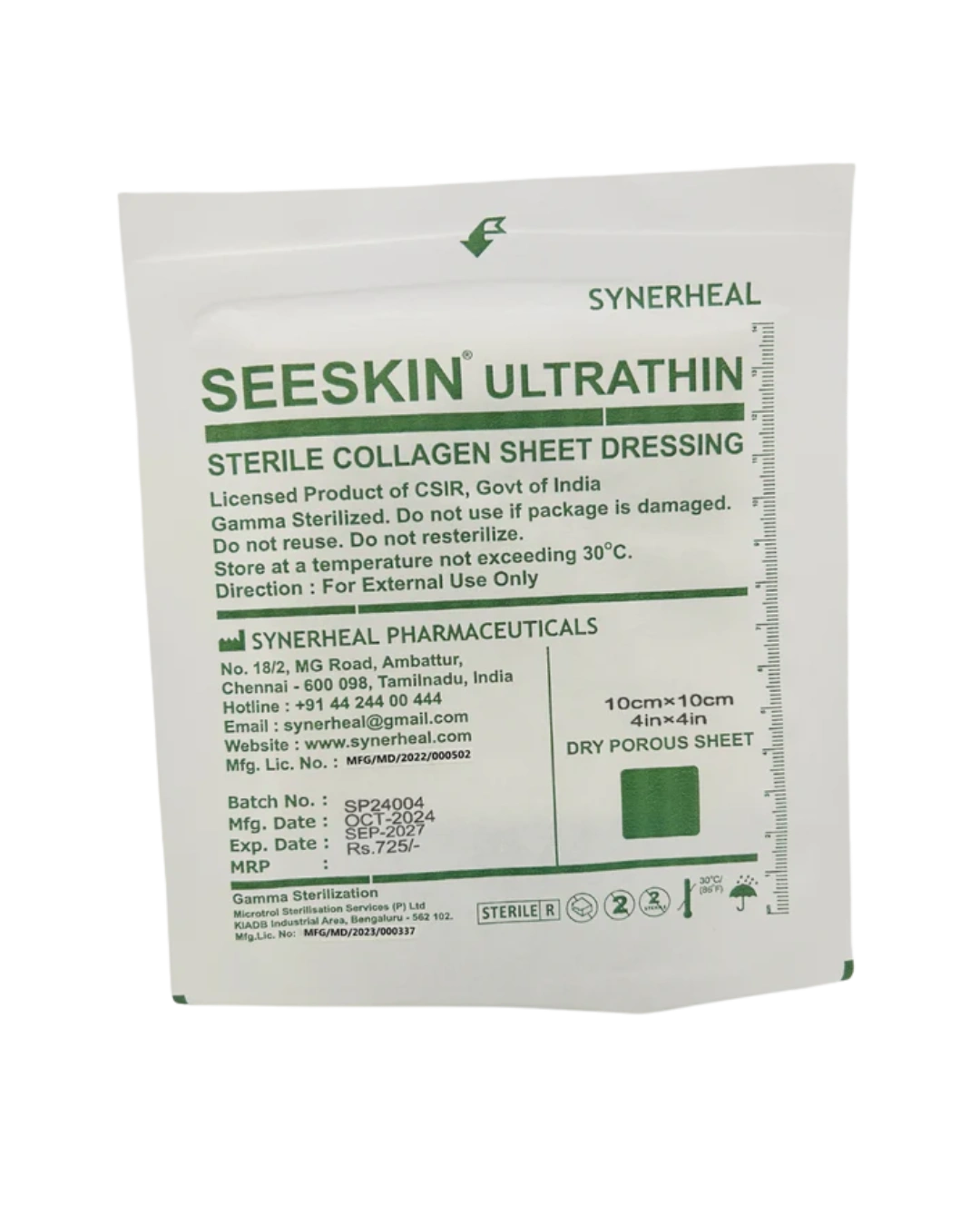 Seeskin Ultrathin Sterile Collagen Porous sheet for burns