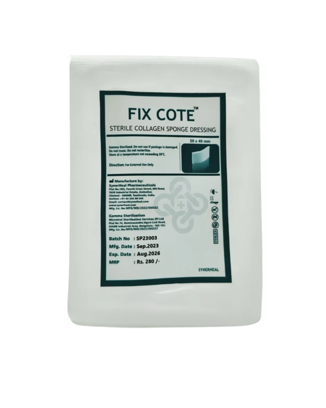 Fix Cote Sterile resorbable collagen sponge dressing