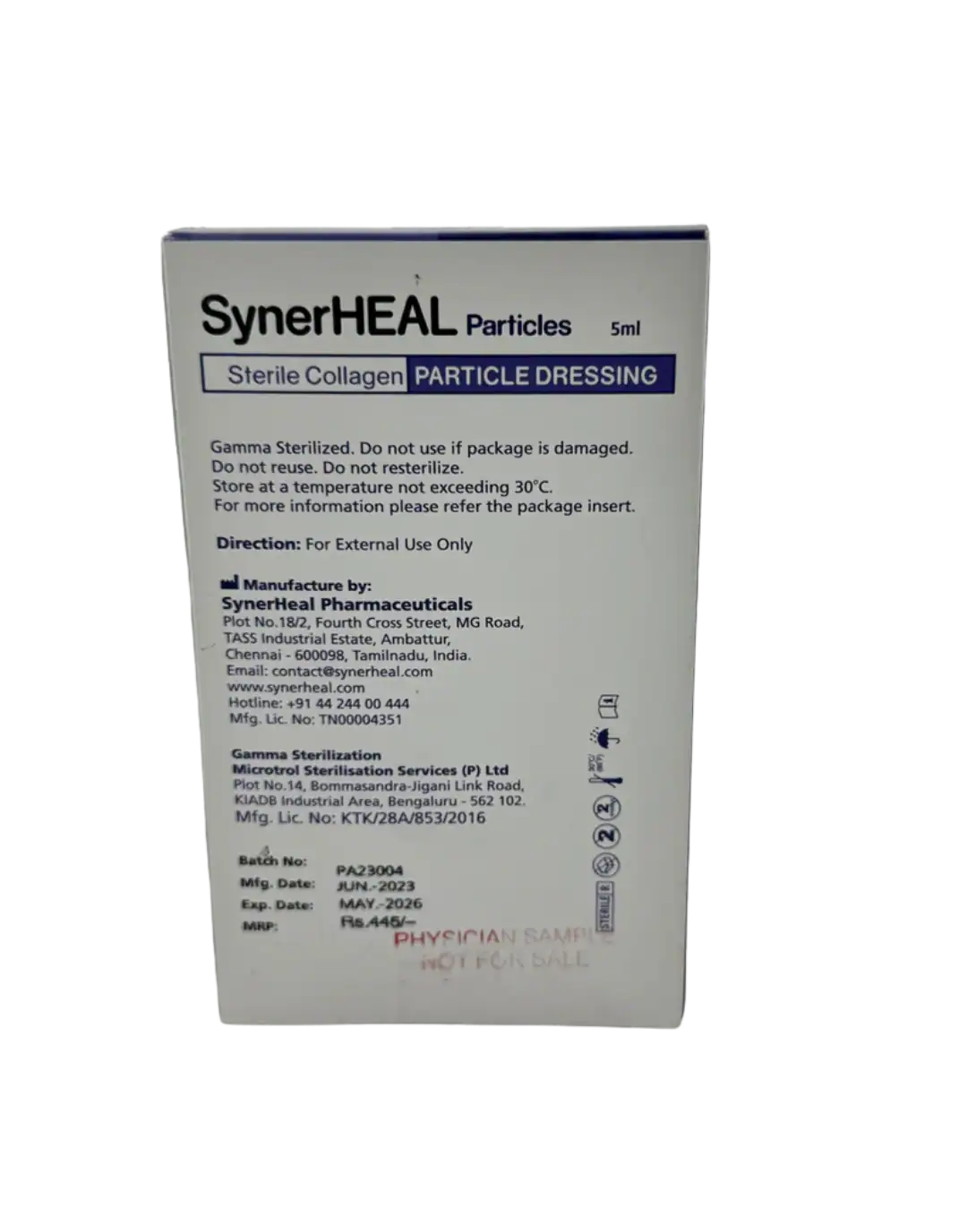 Synerheal Particles sterile collagen dressing