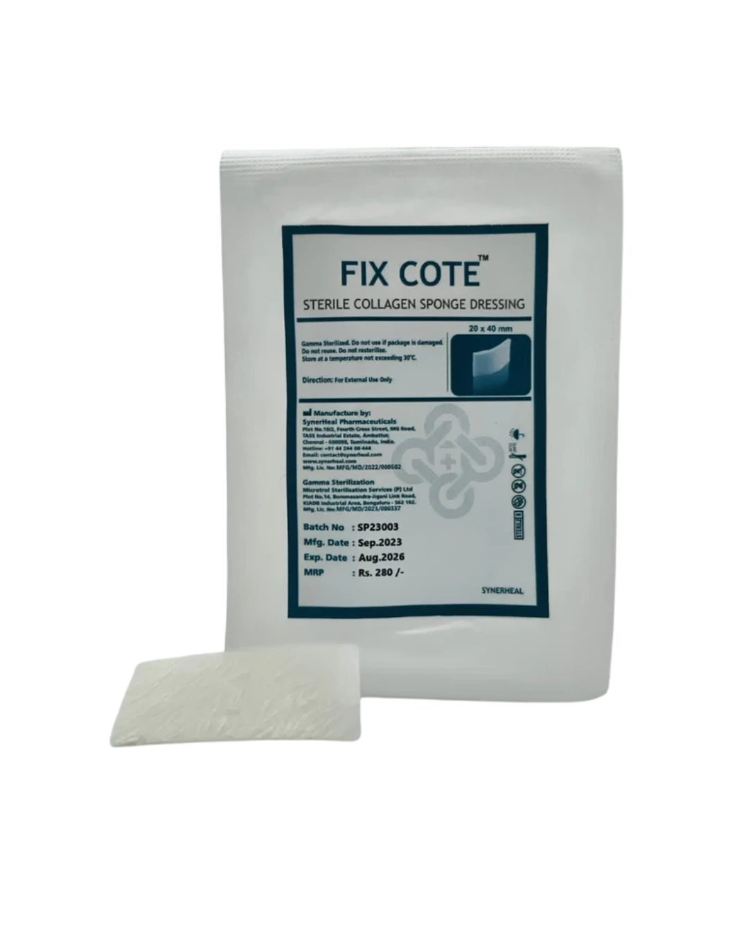 Fix Cote Sterile resorbable collagen sponge dressing Fix Cote Sterile resorbable collagen sponge dressing