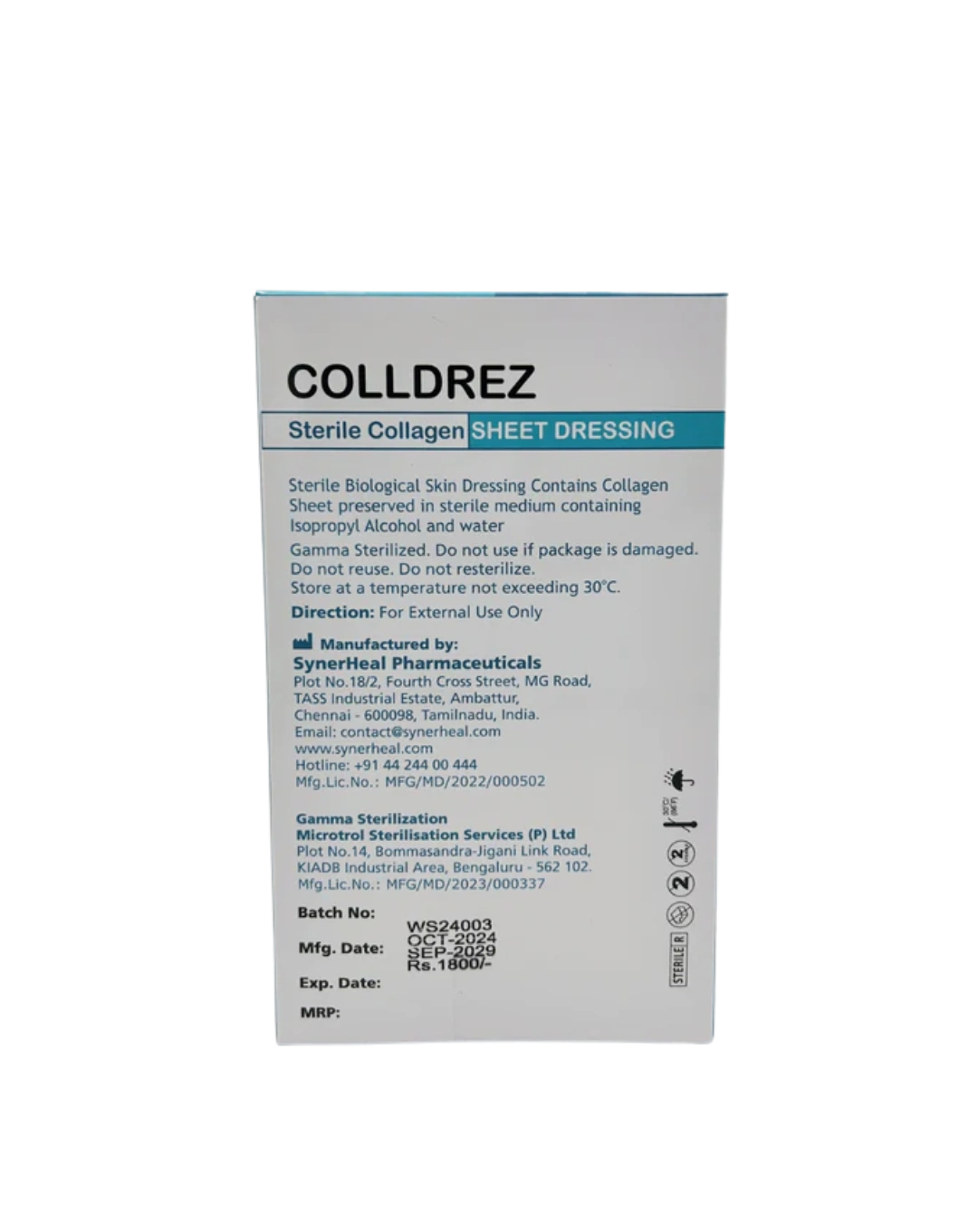 Colldrez Wet Collagen Sheet Dressing for Burn Colldrez Wet Collagen Sheet Dressing for Burn