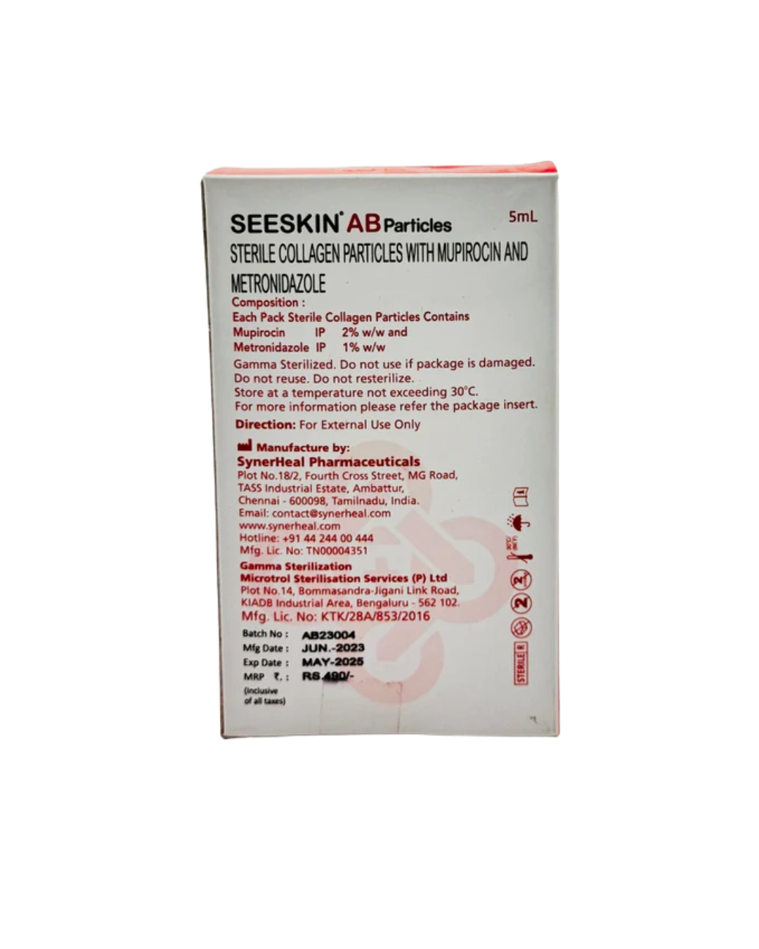 Seeskin AB sterile Collagen particles / antimicrobial dressing / bedsore dressing: