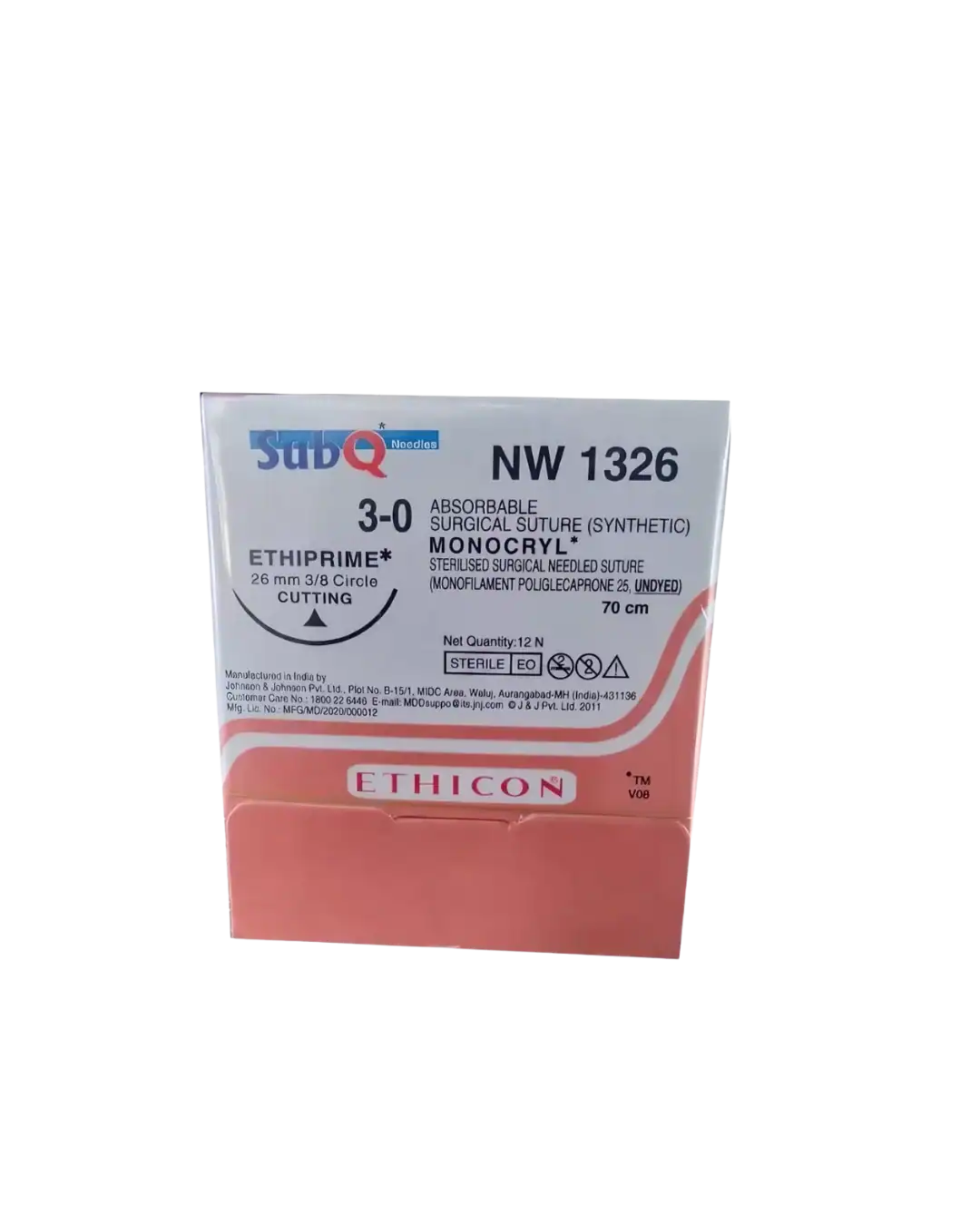 Ethicon Monocryl Synthetic absorbable Suture.