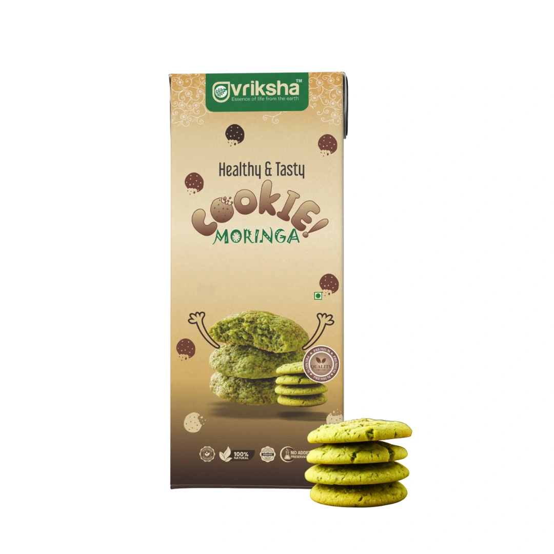 Vriksha Moringa Cookies 100gm | 100% Wheat Grain: Fuel your day the right way | Feel good snacking for the whole family